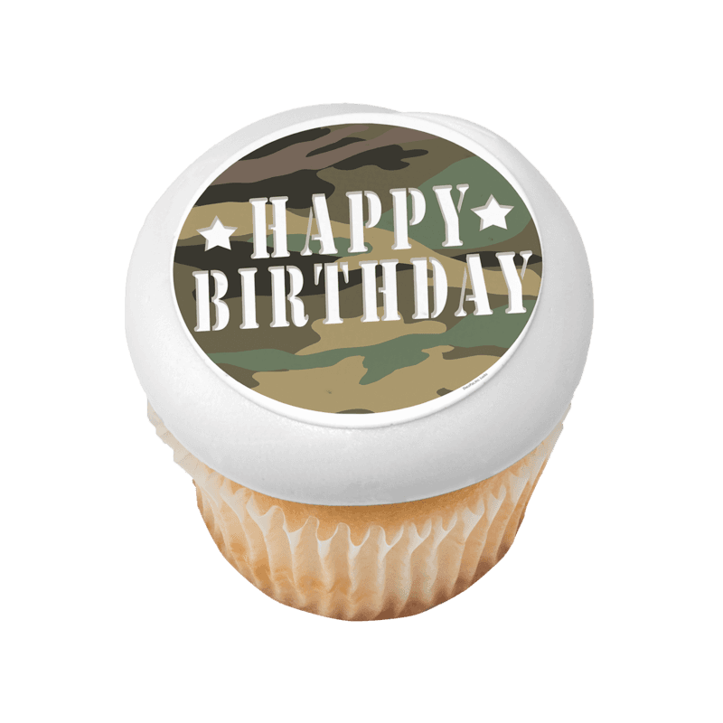 Camouflage Birthday Cupcake