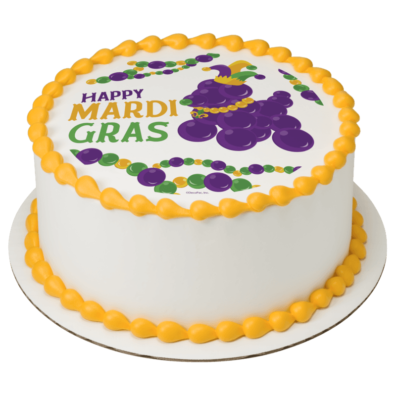 Mardi Gras Bead Dog Cake