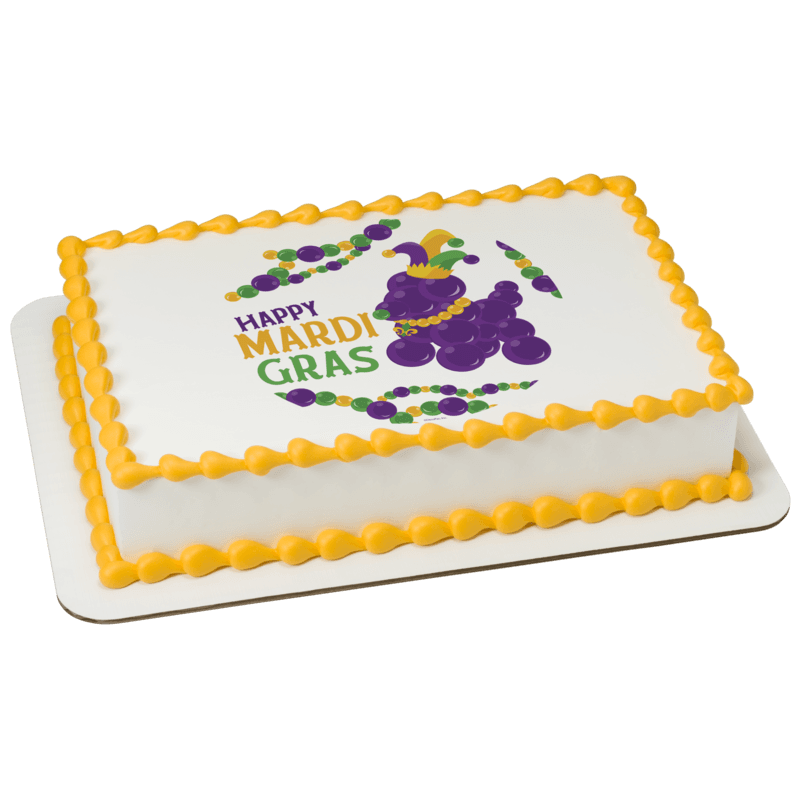 Mardi Gras Bead Dog Cake