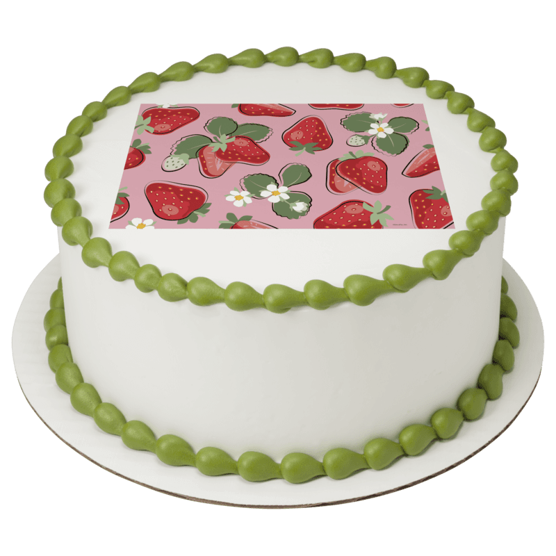 Strawberry Pattern Sheet Cake