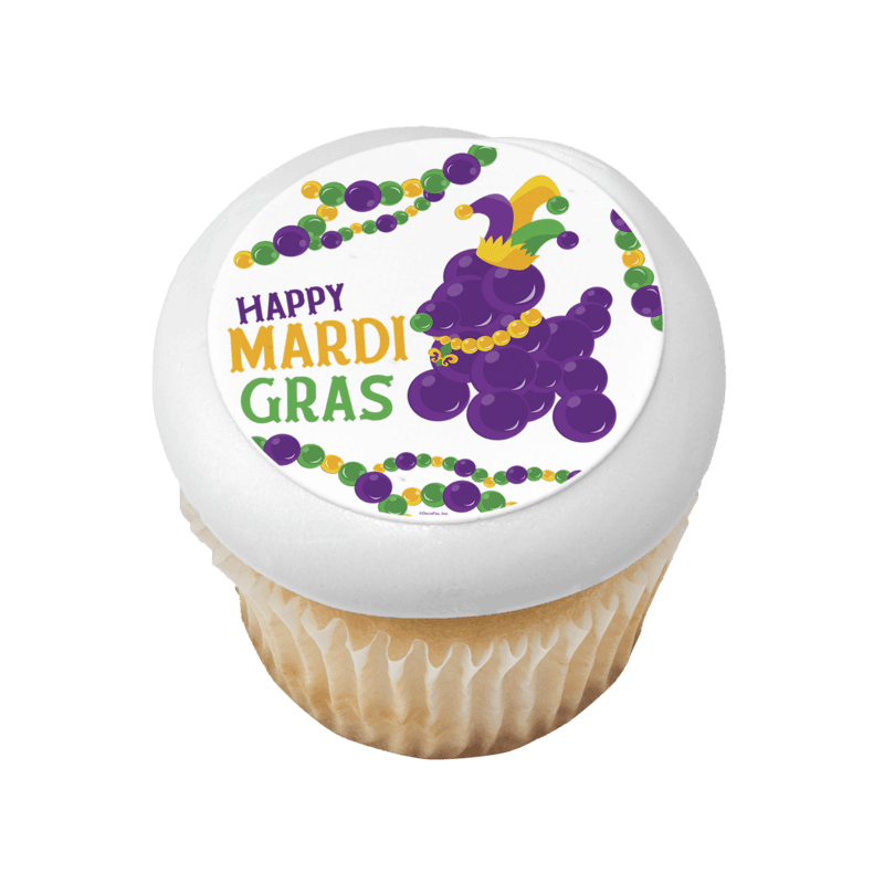 Mardi Gras Bead Dog Cupcake