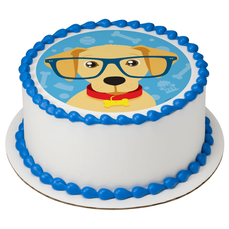 Puppy With Glasses Cake