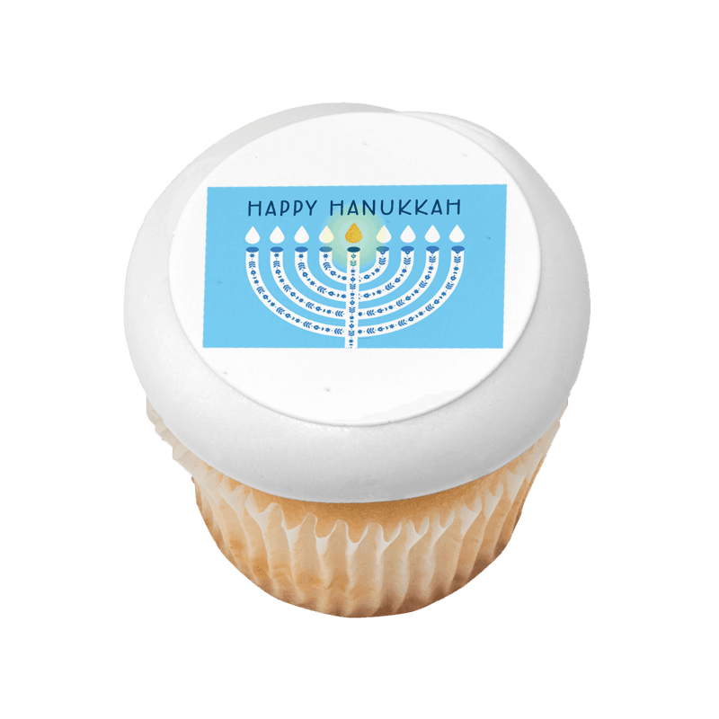 Happy Hanukkah Menorah Cupcake