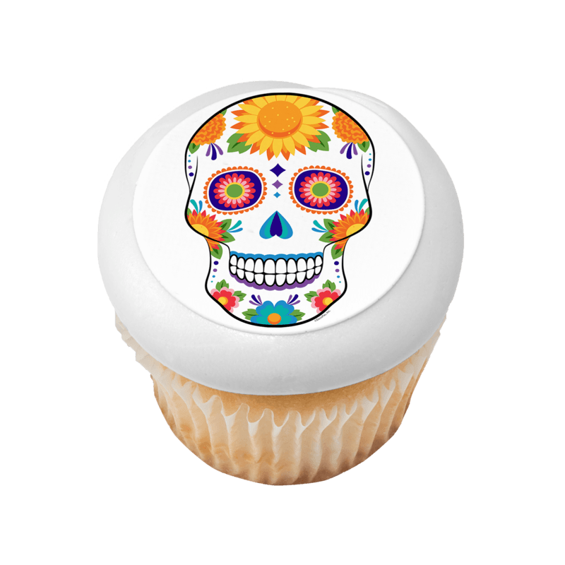 White Sugar Skull Cupcake