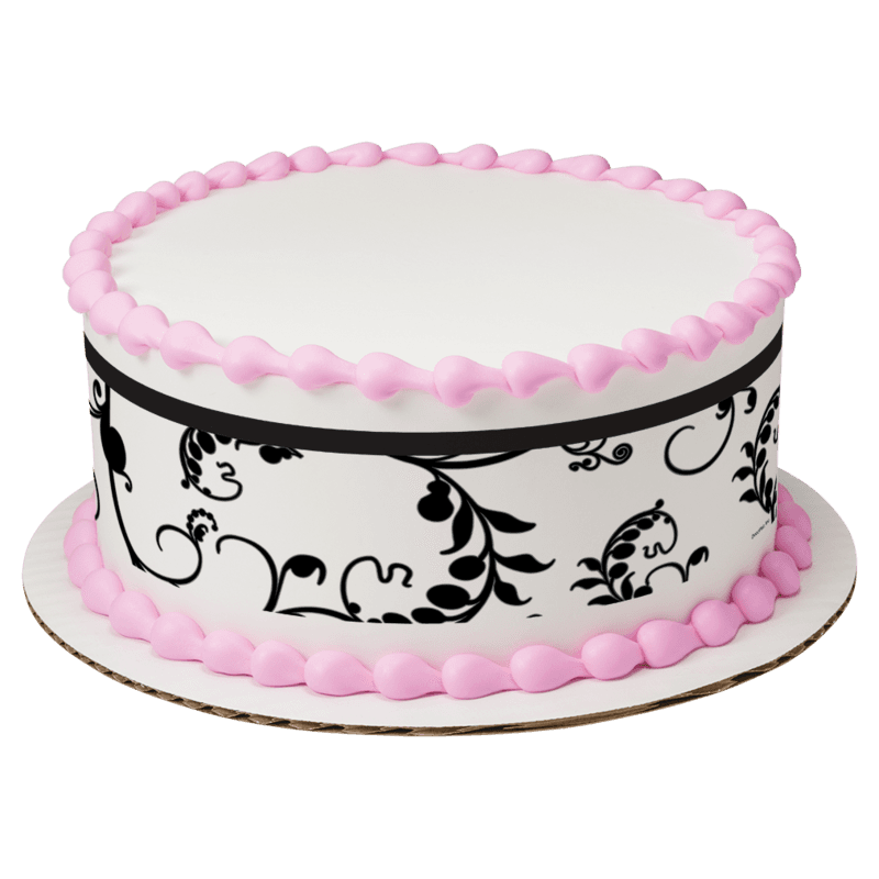 Black Scroll Cake
