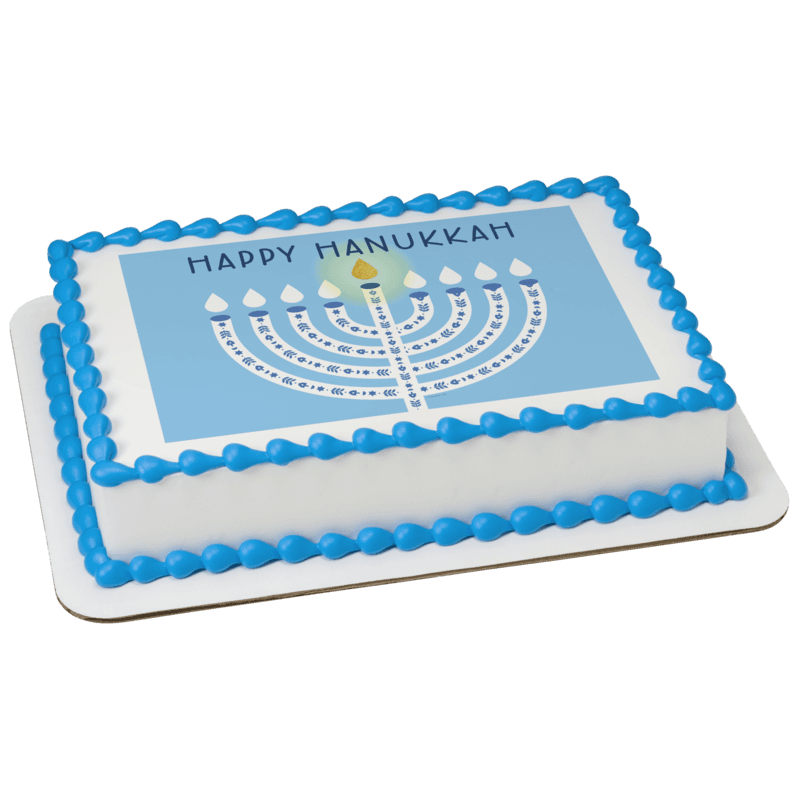 Happy Hanukkah Menorah Cake