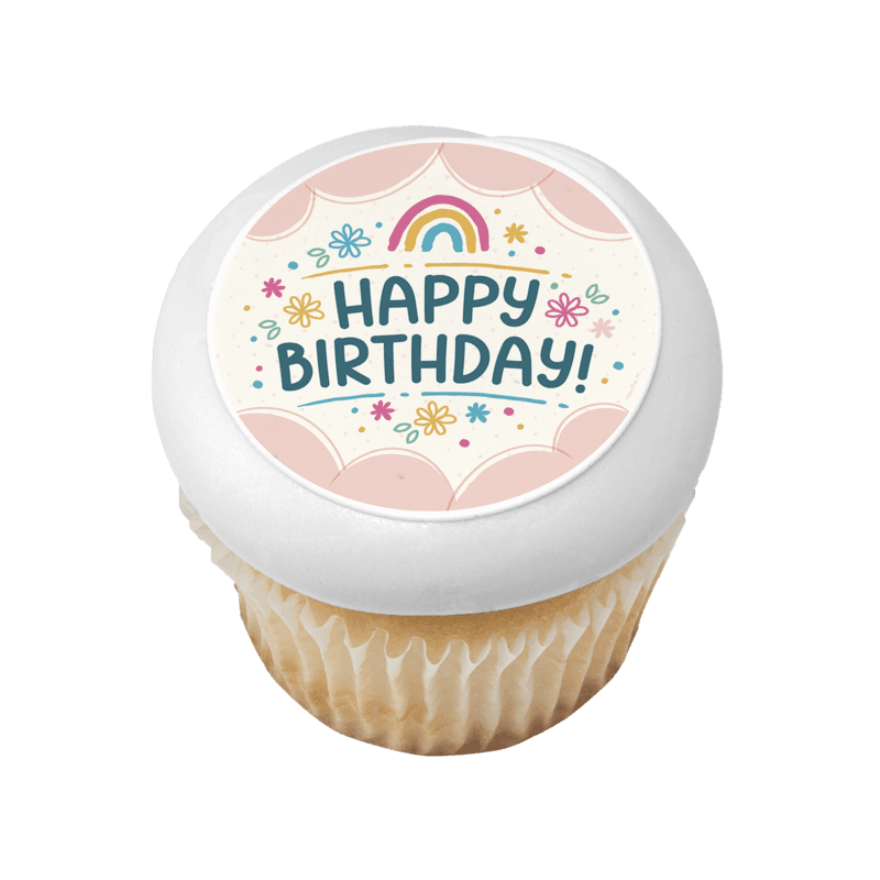 Happy Birthday Rainbow Cupcake
