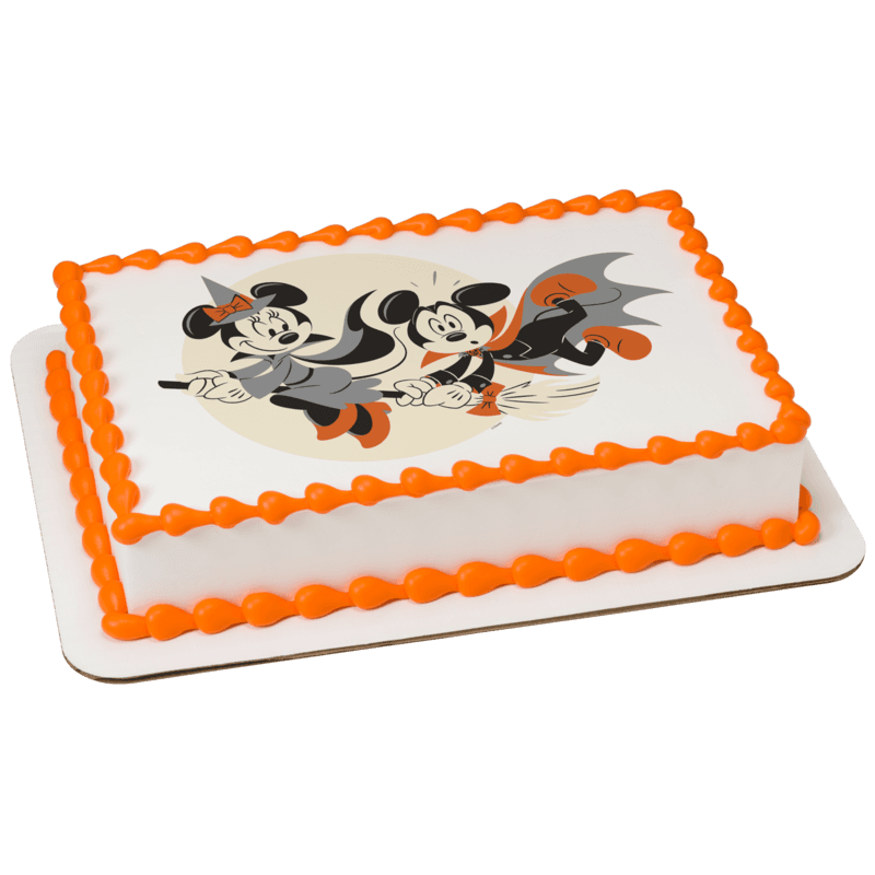 Mickey Mouse and Minnie Mouse Happy Halloween Cake