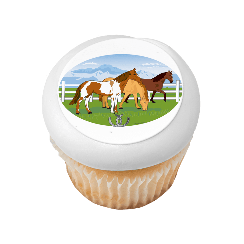 Grazing Horses Cupcake