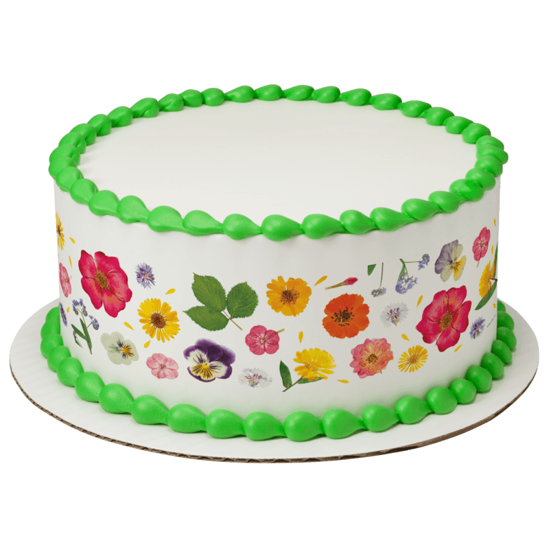 Bright Pressed Flowers Cake