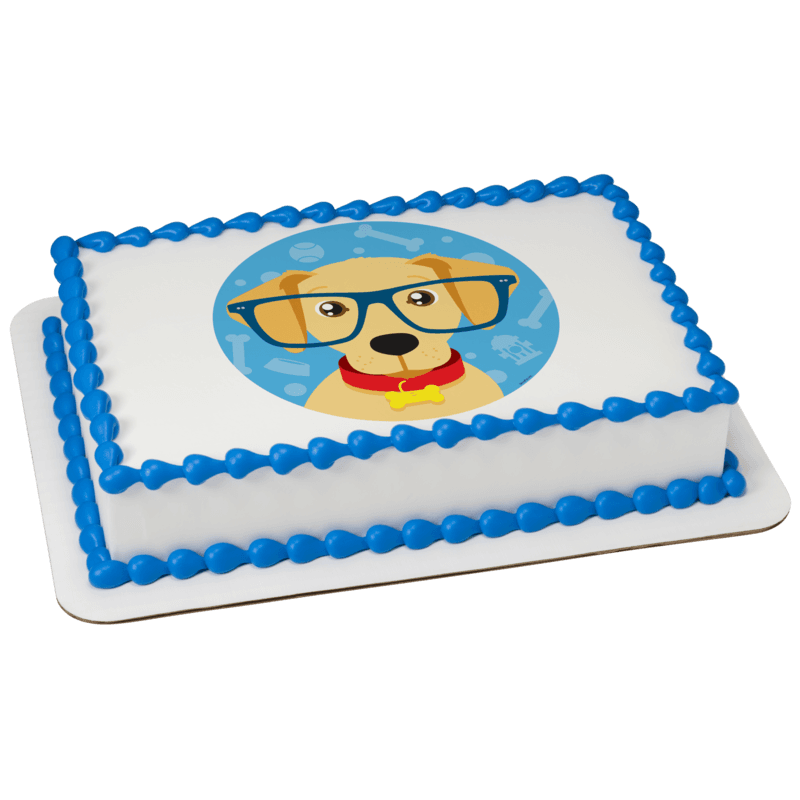 Puppy With Glasses Cake