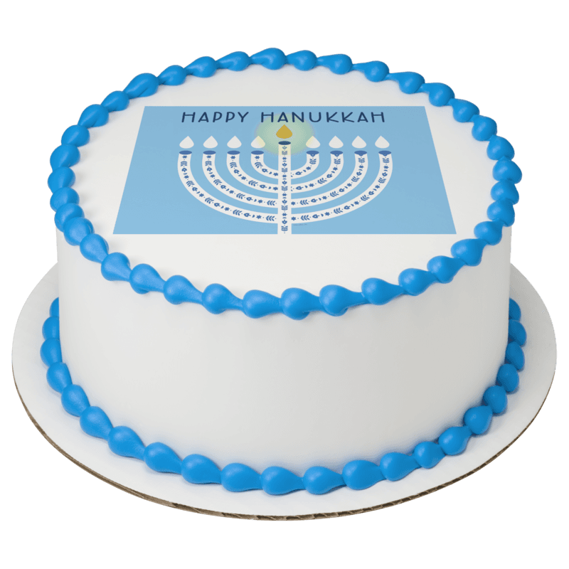 Happy Hanukkah Menorah Cake