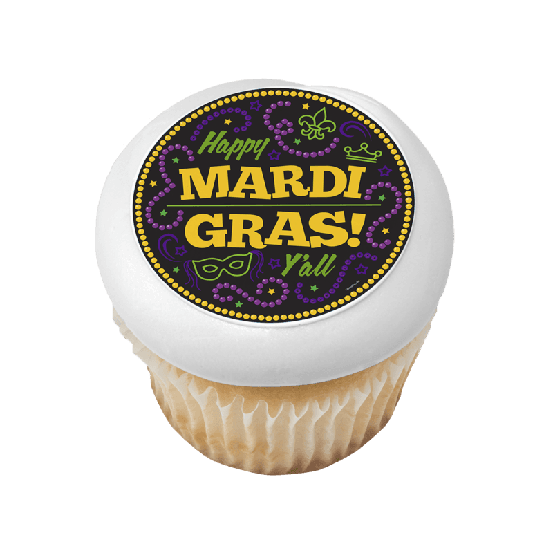 Happy Mardi Gras Y'all Cupcake