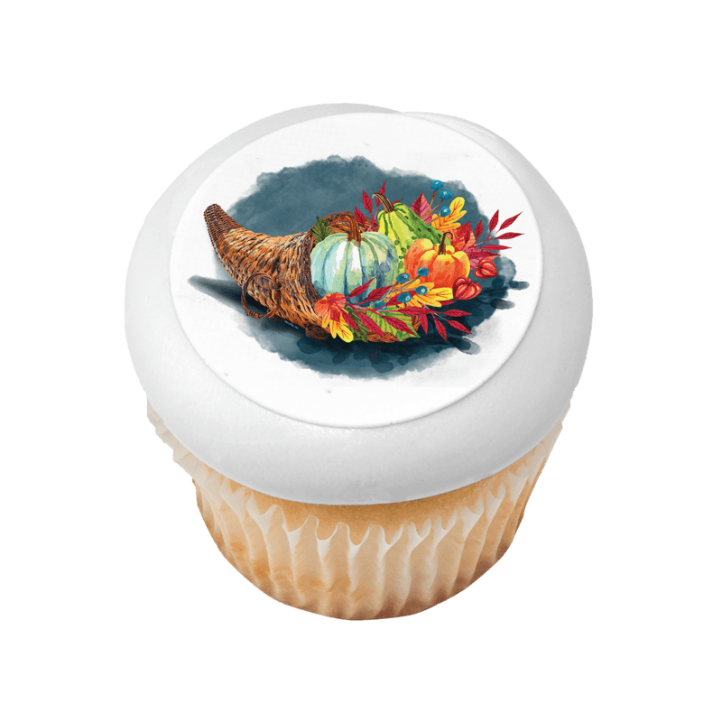 Watercolor Cornucopia Cupcake