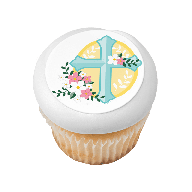 Cross with Flowers Cupcake