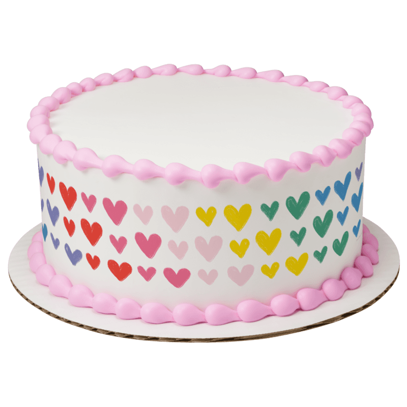 Bright Rainbow Hearts Cake