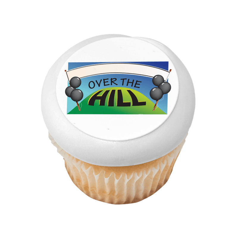 Over The Hill Banner Cupcake