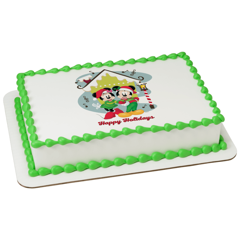 Mickey Mouse and Minnie Mouse Happy Holidays Cake