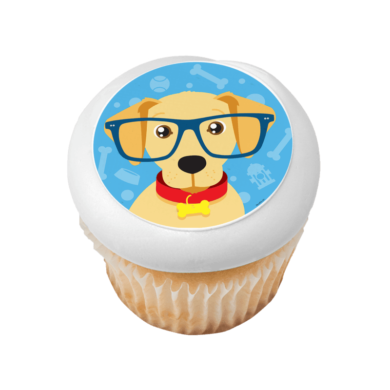 Puppy With Glasses Cupcake