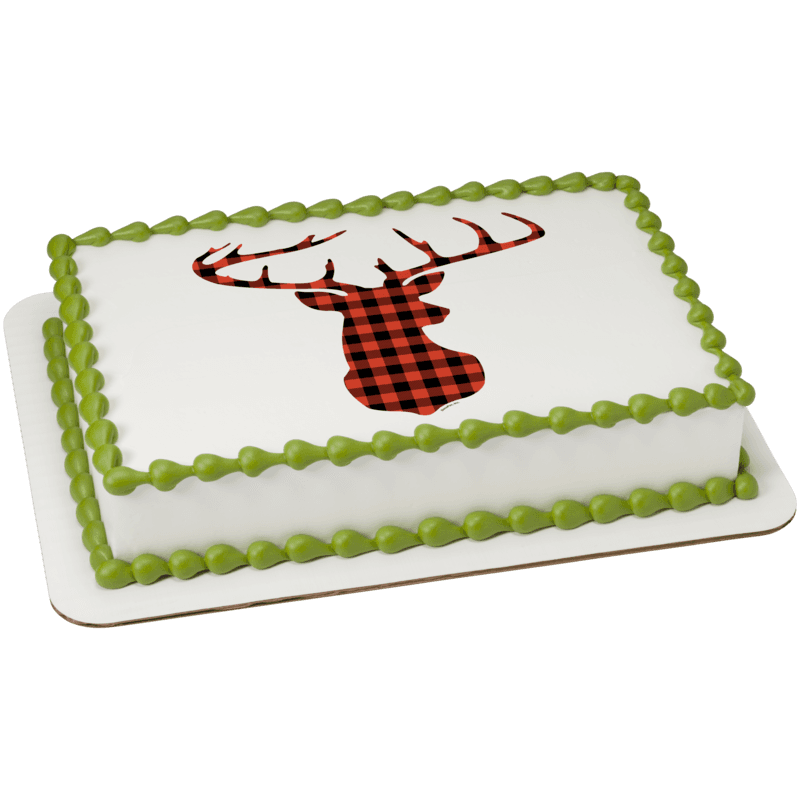 Red Check Plaid Deer Cake