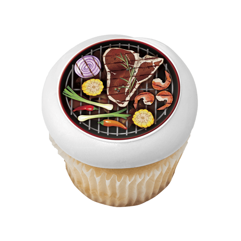 Grill Top With Food Cupcake